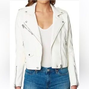Top shop faux white biker leather jacket